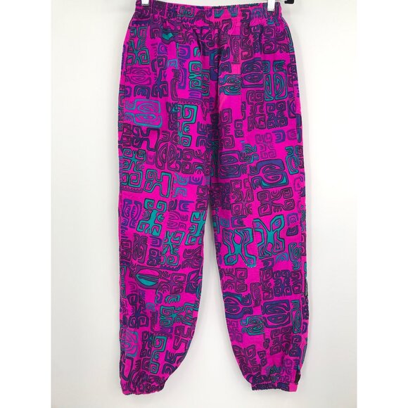 White Sierra Pants - White Sierra Vintage 90's Y2K Tribal Windbreaker Jogger Pant Pink Purple Small